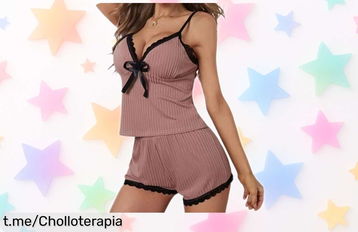Conjunto de pijama VicSec de dos piezas, ¡un chollazo irresistible para lucir sexy y cómoda en casa o salir con estilo, no te lo puedes perder!