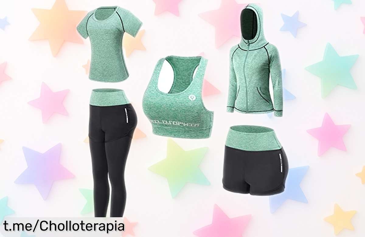 Conjunto deportivo JULY’S SONG de 5 piezas para mujer, ideal para yoga y gimnasio, ¡no te lo pierdas a un precio regalado que se va volando!