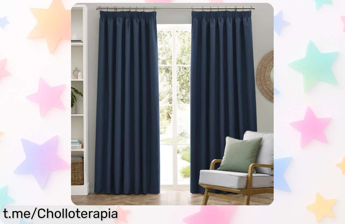 Cortinas opacas de Dawn que oscurecen al 100% para pelis y descanso, ¡precio regalado! Consigue tu pack de dos antes de que se agoten.