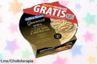 Deliciosa sopa con fideos de cocido e ibéricos Gallina Blanca Gourmet lista en 2 minutos, precio loco para disfrutar de un plato casero que te abraza el alma. ¡No te quedes sin probarla!