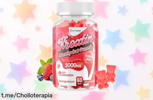 Deliciosas gomitas Creatine Gummies Complex con taurina y B6 en sabor frutos rojos, ahora a un precio de locura que no te puedes perder. ¡Llénate de energía y rinde al máximo hoy mismo!