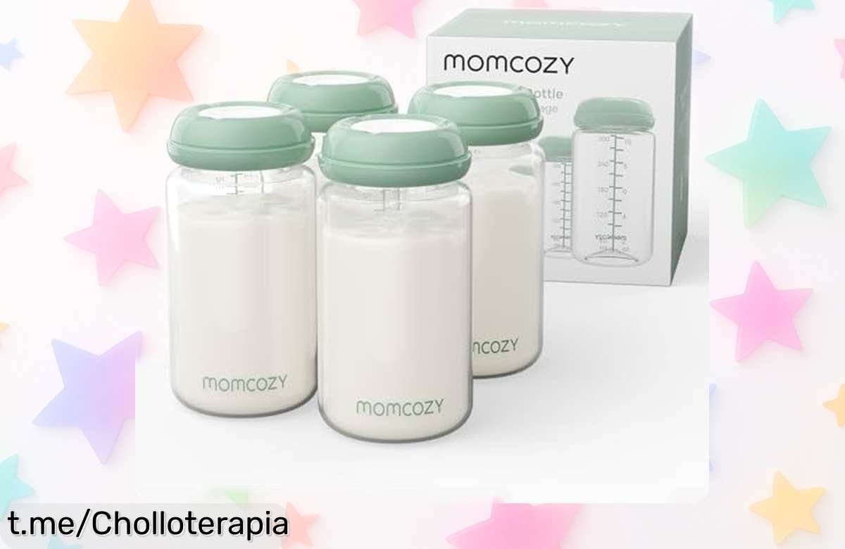 Descubre el set de 4 biberones Momcozy que no se filtran, perfectos para guardar leche materna y sólo hoy a un precio increíble que no puedes dejar pasar.