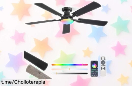 Descubre el ventilador de techo ZMISHIBO con luz LED y mando: un precio tirado para disfrutar aire fresco y 16 millones de colores. ¡No te quedes sin este ofertón!