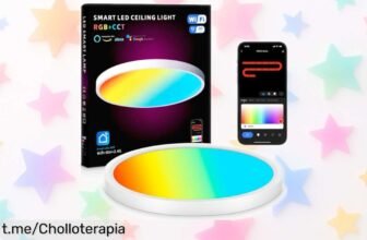 Descubre la increíble lámpara de techo LED AMIPOW RGBIC que transforma tu hogar con colores DIY y control por voz, ahora a un precio de ganga que no te puedes perder.