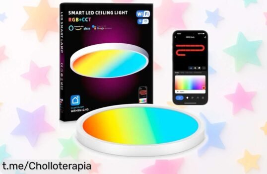 Descubre la increíble lámpara de techo LED AMIPOW RGBIC que transforma tu hogar con colores DIY y control por voz, ahora a un precio de ganga que no te puedes perder.