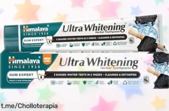 Descubre la pasta de dientes Himalaya Ultra Whitening: blanquea hasta 3 tonos, cuida tus encías y aprovecha este ofertón para lucir una sonrisa radiante ya mismo.