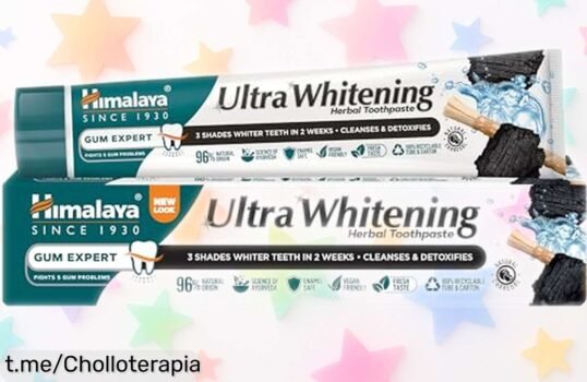 Descubre la pasta de dientes Himalaya Ultra Whitening: blanquea hasta 3 tonos, cuida tus encías y aprovecha este ofertón para lucir una sonrisa radiante ya mismo.