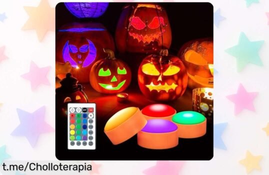 Deslumbrantes luces LED para calabazas de Halloween Litake, pack de 4 con mando ¡Aprovecha el precio rebajado y celebra una noche espeluznante sin riesgos!