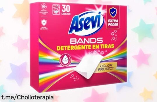Detergente en tiras Asevi Bands con perfume floral, ¡rehabilita tus colores! Consigue tu lote ahora y disfruta de un chollo que hará brillar tu ropa sin esfuerzo.