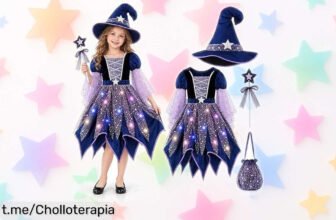 Disfraz de bruja para niña que brilla y deslumbra, ahora a un precio rebajado increíble ¡Haz su Halloween mágico sin gastar un dineral!