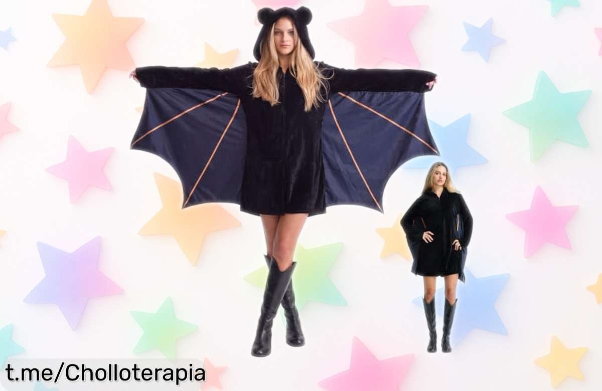 Disfraz de murciélago para mujer, fácil de poner y con un ofertón que iluminará tus fiestas góticas: destaca entre todos y siente la emoción esta temporada.