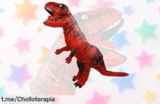 Disfraz hinchable de dinosaurio T-Rex Eayaele para adultos, ¡infla en segundos y destaca en la fiesta! No te quedes sin el tuyo, es un chollazo que hará a todos reír.