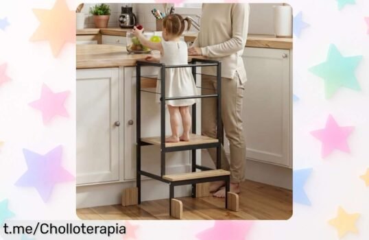 Divertida torre de aprendizaje Cosyland con altura ajustable, perfecta para que tus niños exploren seguros y felices. ¡Consigue este ofertón único antes de que se agote!