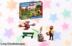 Divertido dron de agua PLAYMOBIL para apagar incendios con piloto y accesorios a un precio loco, ¡regala horas de rescates espectaculares sin salir de casa!