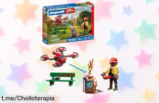 Divertido dron de agua PLAYMOBIL para apagar incendios con piloto y accesorios a un precio loco, ¡regala horas de rescates espectaculares sin salir de casa!