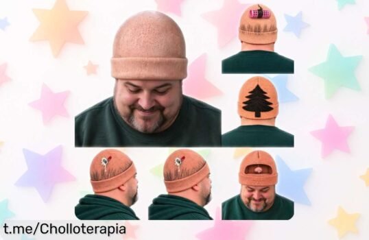 Divertido gorro de punto efecto calva para lucir en Halloween, ¡con el cupón lo tienes a un precio de escándalo! Perfecto para sacar risas y sorprender a todos.