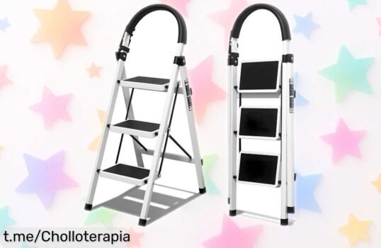 Escalera plegable de 3 peldaños con pasamanos, ¡ofertón que transforma tu hogar! Sácala a pasear y disfruta la seguridad en cada escalón. No pierdas esta oportunidad única.