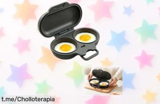 Escalfador de huevos para microondas con 2 cavidades, ¡prepáralos en un abrir y cerrar de ojos a un precio loca! No pierdas esta oferta que alegra tus mañanas.