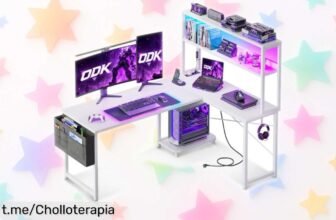 Espectacular escritorio gaming ODK con LED RGB y enchufes USB: ¡tu oportunidad para tener un setup de lujo a precio loco que no querrás dejar escapar!