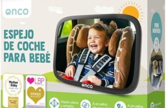 Espejo Onco para vigilar al bebé trasero, un super chollo que gira 360° y no se mueve, ¡tu tranquilidad mientras conduces es priceless!