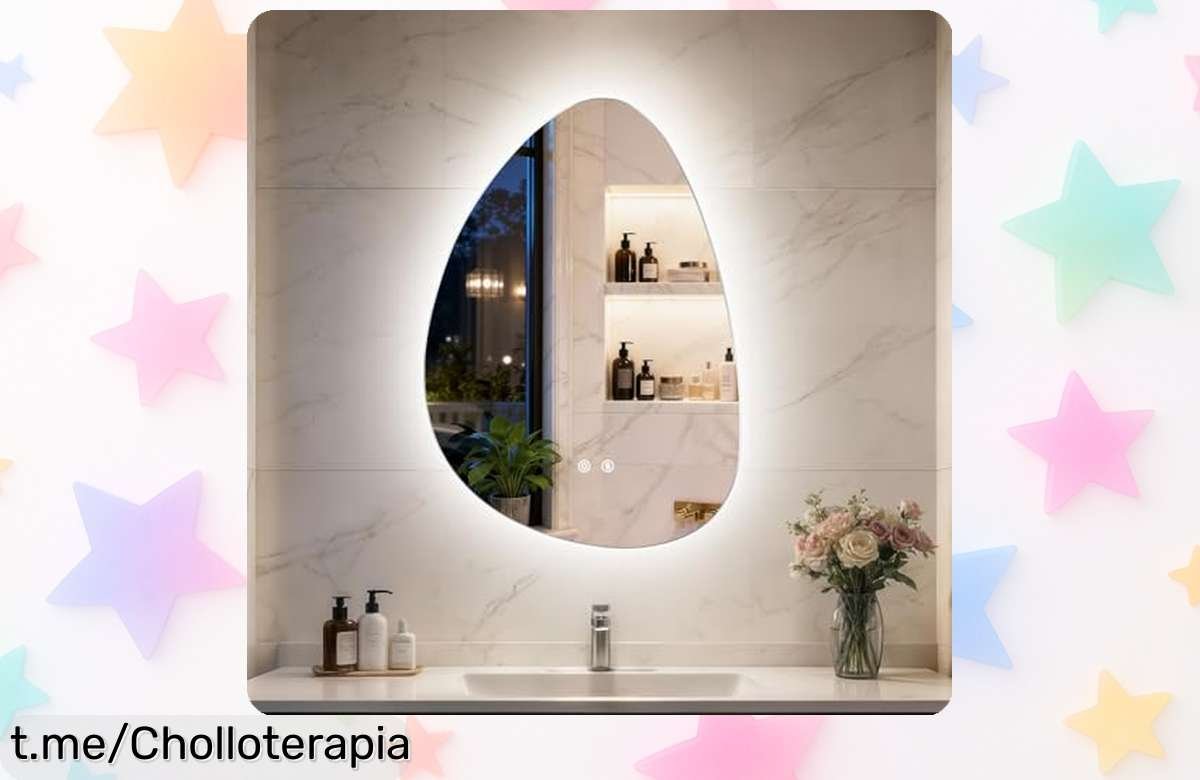 Espejo de baño LUVODI con luz regulable y función antivaho, síntesis perfecta entre estilo y practicidad a un precio increíblemente bajo que te hará brillar cada mañana.