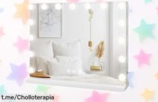 Espejo de maquillaje grande Dripex con luz LED y aumento 10x: ¡ofertón increíble para iluminar tu tocador y no quedar sin batería mientras te arreglas!