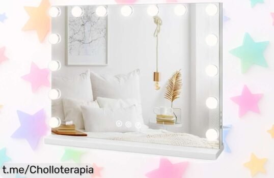 Espejo de maquillaje grande Dripex con luz LED y aumento 10x: ¡ofertón increíble para iluminar tu tocador y no quedar sin batería mientras te arreglas!