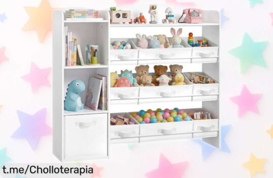 Estantería SONGMICS para juguetes con 9 cestas y cajón, el ofertón que hará brillar la habitación de los peques ¡Consíguela ya antes de que se acabe!