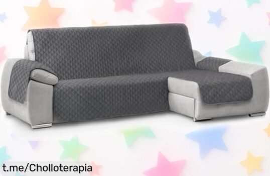 Funda acolchada para chaise longue Textilhome que transforma tu sofá y lo protege de manchas ¡Un descuentazo irrepetible! No te quedes sin la tuya, el estilo y la limpieza esperan.