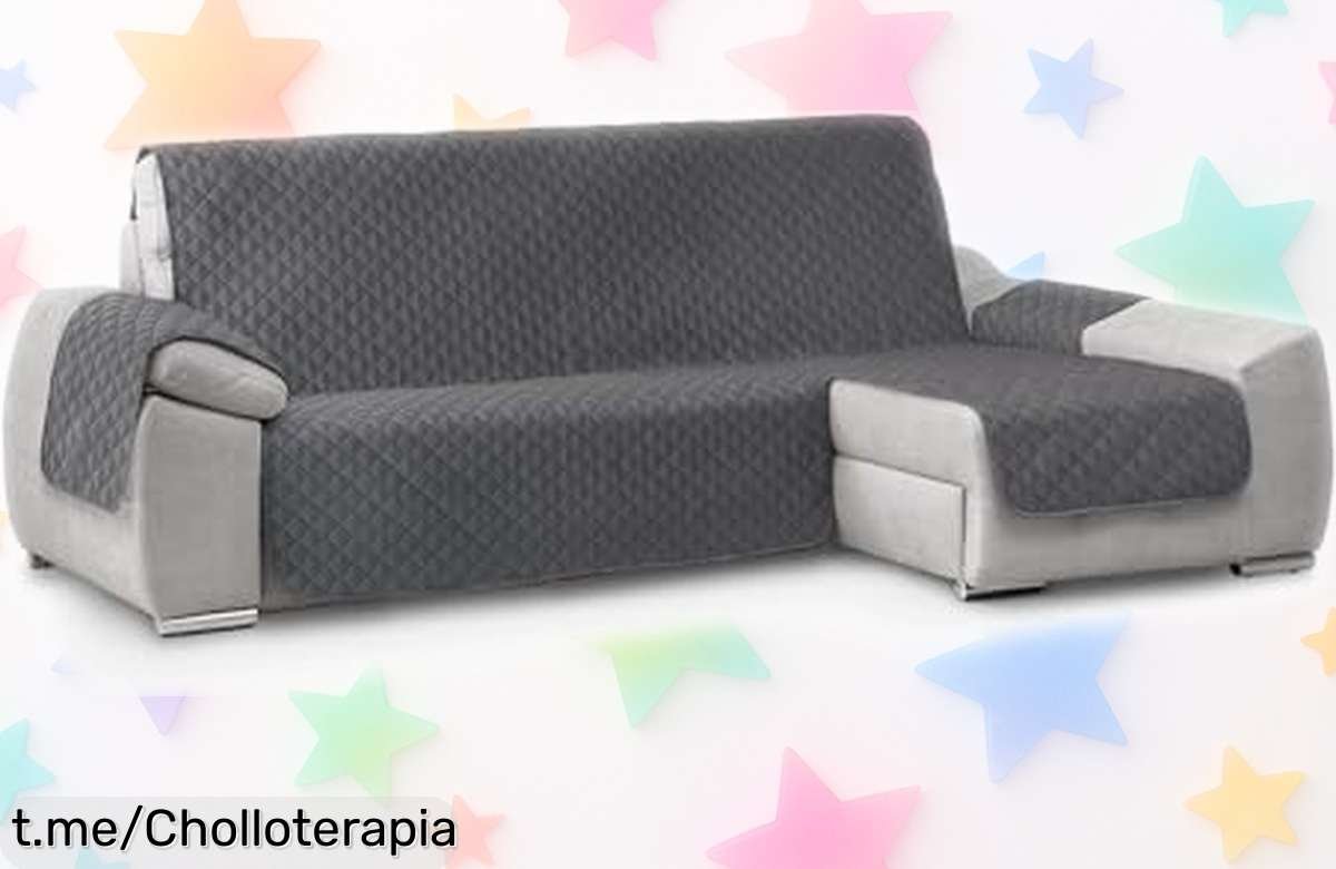 Funda acolchada para chaise longue Textilhome que transforma tu sofá y lo protege de manchas ¡Un descuentazo irrepetible! No te quedes sin la tuya, el estilo y la limpieza esperan.