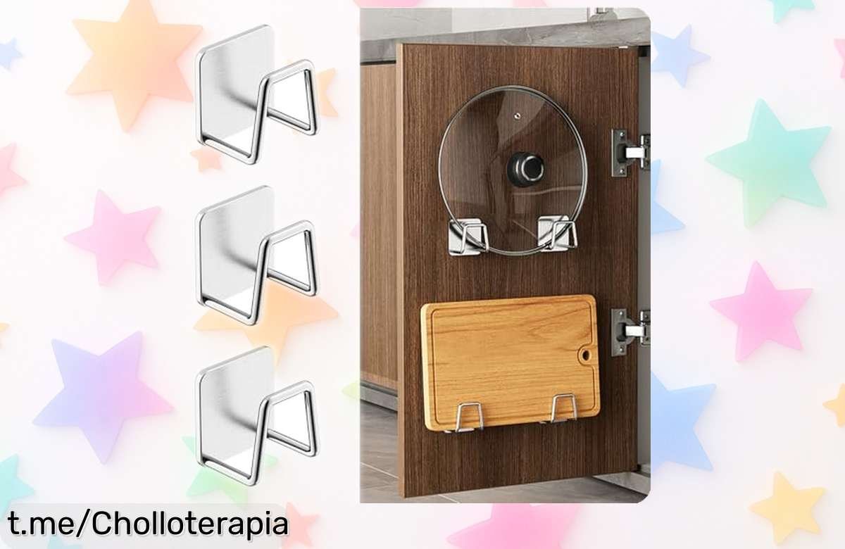 Ganchos adhesivos de acero inoxidable para fregadero, organización sin taladro y precio loco que no puedes dejar pasar ¡Haz tu cocina más fácil ahora!