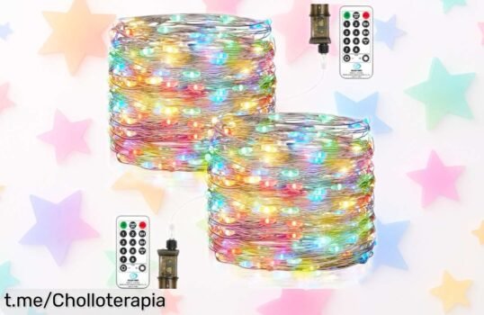 Guirnalda de luces LED Vacoulery para iluminar tu terraza con 200 brillantes y resistentes a la lluvia, ¡luzca bien y celebre sin complicaciones! ¡No te quedes sin ella!