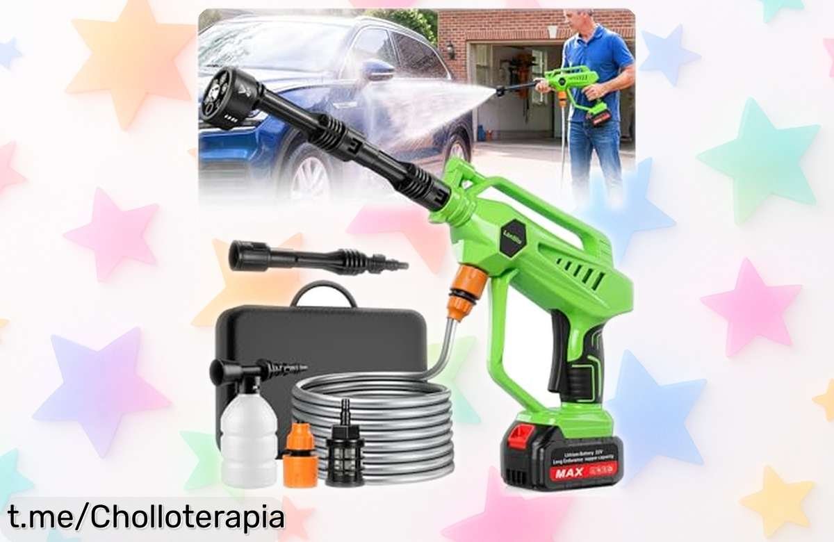 Hidrolimpiadora portátil de 800PSI para que todo brille, ¡ofertón increíble con boquilla 6 en 1! No te quedes sin la tuya y transforma tus limpiezas hoy mismo.
