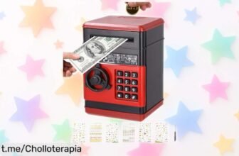 Hucha caja fuerte electrónica Birshe con contraseñas y pegatinas, ¡ofertón que anima a tus peques a ahorrar jugando! No dejes pasar este precio loco, diviértete mientras ellos ahorran.