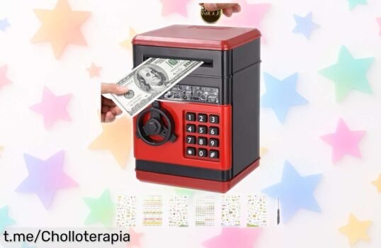 Hucha caja fuerte electrónica Birshe con contraseñas y pegatinas, ¡ofertón que anima a tus peques a ahorrar jugando! No dejes pasar este precio loco, diviértete mientras ellos ahorran.
