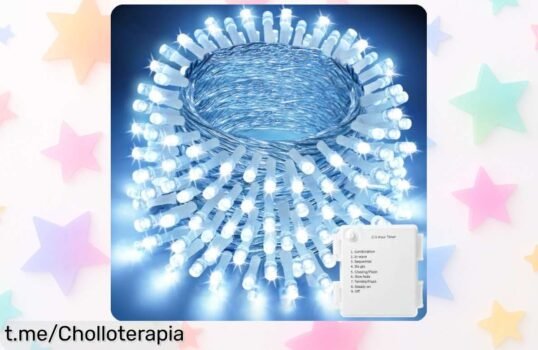 Ilumina tu hogar con las luces de Navidad Realky, 210 LEDs a pilas y 8 modos, un ofertón que transformará cualquier espacio en minutos. ¡Haz que brille la magia ya!