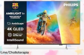 Impactante tele 4K QLED Philips de 55 con Ambilight y sonido Dolby Atmos a un super chollo que hará vibrar tus noches de cine, ¡no te la pierdas o lo lamentarás!