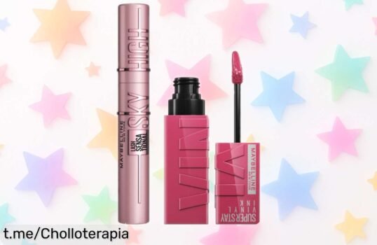 Impresionante kit de maquillaje Maybelline con máscara Sky High y pintalabios Superstay Vinyl Ink, ¡aprovéchalo antes de que se acabe este super chollo para deslumbrar cada día!