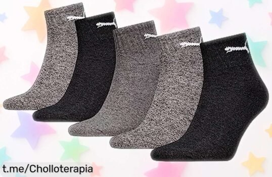 Impresionante pack de 5 calcetines cortos PUMA con suela antideslizante a un precio rebajado que tus pies no querrán perder; ¡haz volar tu día sin rozaduras!