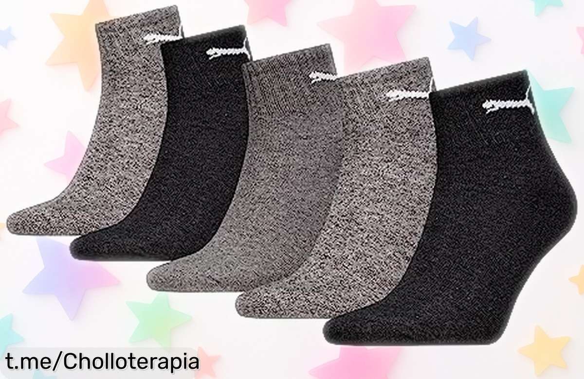 Impresionante pack de 5 calcetines cortos PUMA con suela antideslizante a un precio rebajado que tus pies no querrán perder; ¡haz volar tu día sin rozaduras!