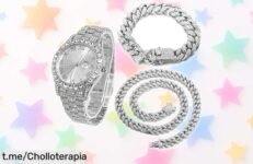 Impresionante reloj Halukakah chapado en oro blanco con diamantes: un detallazo que brilla como nunca a precio loco. ¡No te lo pierdas, hazlo tuyo ahora!