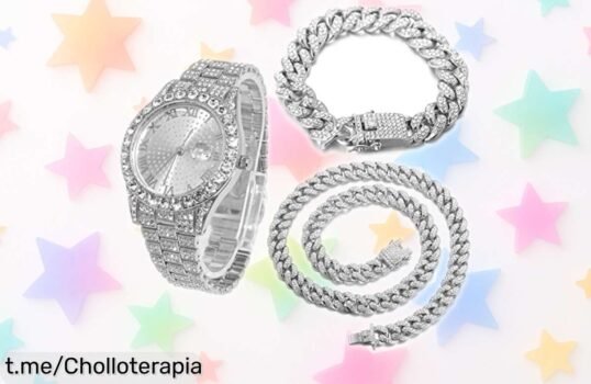 Impresionante reloj Halukakah chapado en oro blanco con diamantes: un detallazo que brilla como nunca a precio loco. ¡No te lo pierdas, hazlo tuyo ahora!