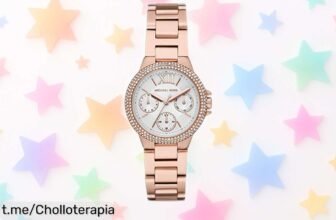 Impresionante reloj Michael Kors Camille en acero y oro rosa, ¡una joya resistente al agua que llama a tus tardes de lujo! Aprovecha este precio de ganga antes de que se esfume.