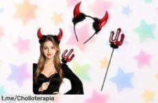 Impresionante set de disfraz de demonio con diadema y tridente brillante, un chollo para tus fiestas que te hará destacar como nunca ¡Hazlo tuyo antes de que vuelen!