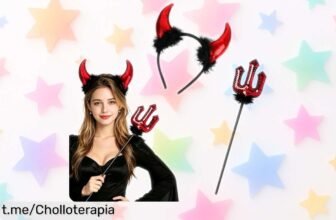 Impresionante set de disfraz de demonio con diadema y tridente brillante, un chollo para tus fiestas que te hará destacar como nunca ¡Hazlo tuyo antes de que vuelen!