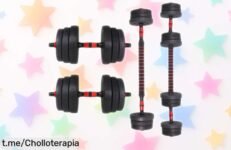 Impulsa tu fuerza con el juego de pesas ajustables ALLinLIFE 20KG, ¡un ofertón para entrenar en casa que nunca habías visto! Tu transformación empieza hoy.