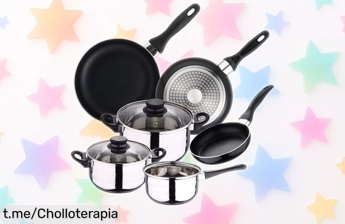 Increíble batería de cocina 5 piezas Well Home en acero inoxidable, ¡ofertón que no te puedes perder para disfrutar cocinando sin preocupaciones!