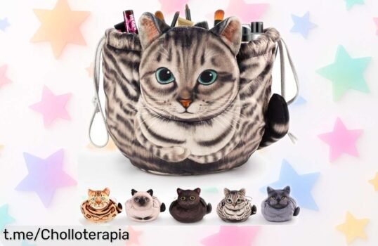 Increíble bolsa de maquillaje gatito, espaciosa y resistente a un precio regalado que hará sonreír a cualquier amante de los felinos. ¡Consíguela antes que se agote!