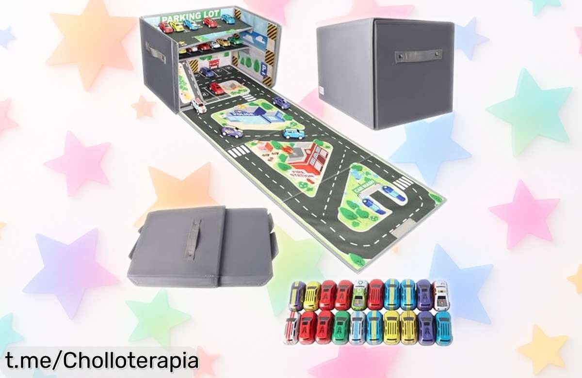 Increíble caja organizadora para más de 200 coches de juguete que se transforma en tapete de carreras, ¡un chollazo para ordenar y jugar donde quieras!