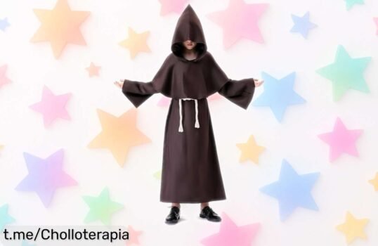 Increíble disfraz de niño con capa gigante tipo medieval de Banchif, un ofertón irresistible que hará brillar su fantasía en Halloween o carnaval. ¡No te lo pierdas y sorpréndelo ya!